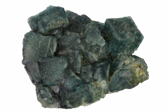 Green-Purple Cubic Fluorite Crystals on Quartz - China #164031